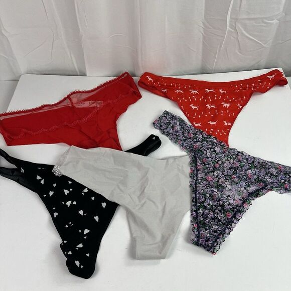 Victoria's Secret Other - 5 Pairs NWT Sz XL Victoria's Secret Thong‎ Underwear Red Black Grey Floral